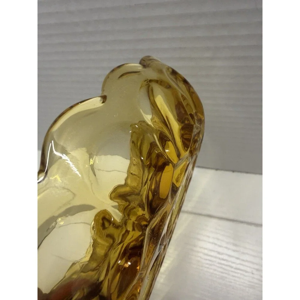 Vintage Anchor Hocking Fairfield Amber Glass Divided Relish Candy Dish